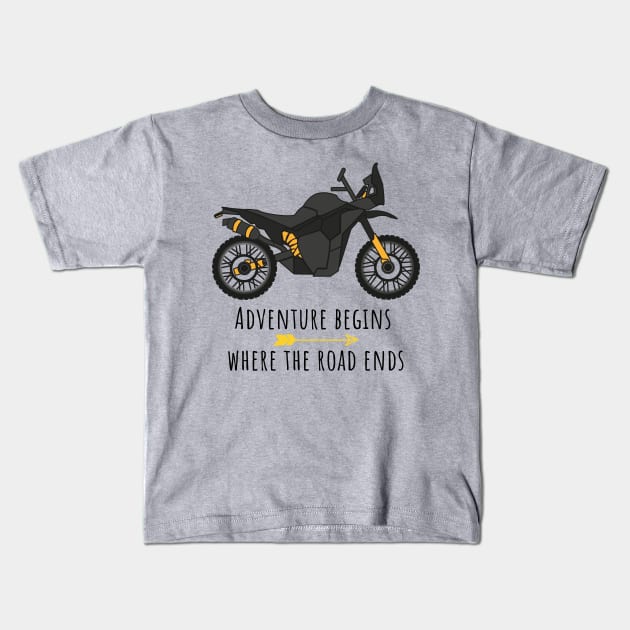 Adventure Begins Where The Road Ends Kids T-Shirt by WeStarDust